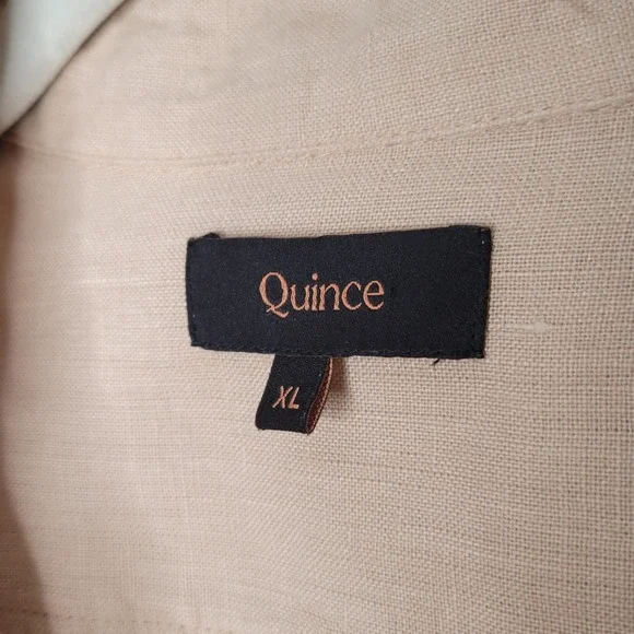 Quince Linen Button Up Men's Size XL Driftwood Beige Relaxed Long Sleeve Coastal - Picture 3 of 9